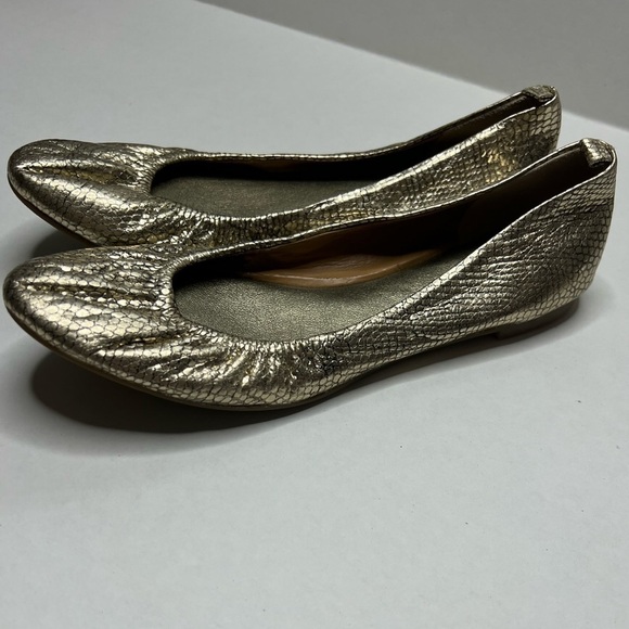 Banana Republic Gold Leather Snakeskin Ballet Flats - Picture 3 of 8